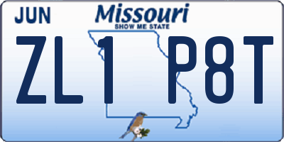 MO license plate ZL1P8T