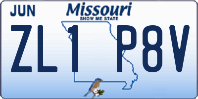 MO license plate ZL1P8V