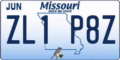 MO license plate ZL1P8Z