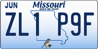 MO license plate ZL1P9F