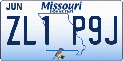 MO license plate ZL1P9J