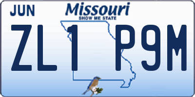 MO license plate ZL1P9M