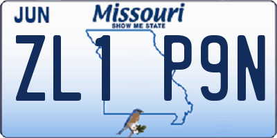 MO license plate ZL1P9N