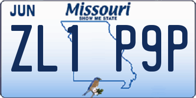 MO license plate ZL1P9P