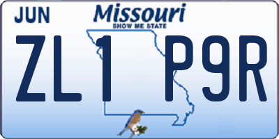 MO license plate ZL1P9R