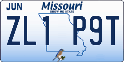 MO license plate ZL1P9T