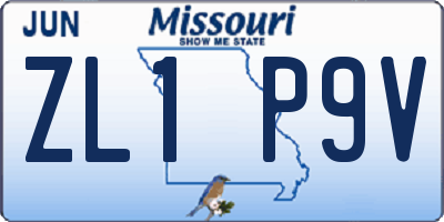 MO license plate ZL1P9V