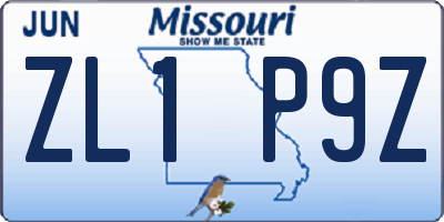 MO license plate ZL1P9Z