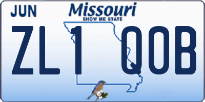 MO license plate ZL1Q0B