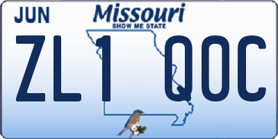 MO license plate ZL1Q0C