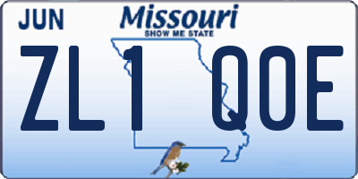 MO license plate ZL1Q0E