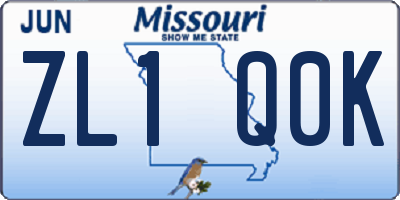 MO license plate ZL1Q0K