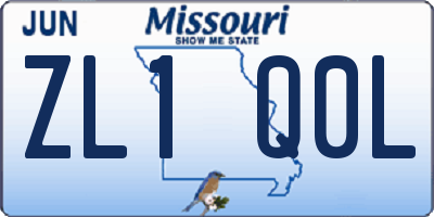MO license plate ZL1Q0L