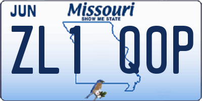 MO license plate ZL1Q0P