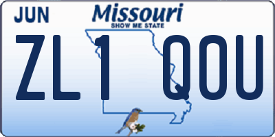 MO license plate ZL1Q0U