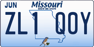 MO license plate ZL1Q0Y