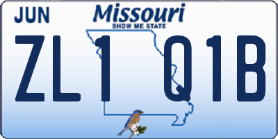MO license plate ZL1Q1B