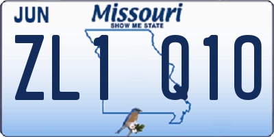 MO license plate ZL1Q1O