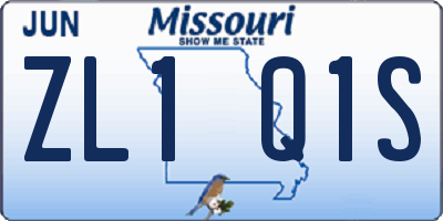 MO license plate ZL1Q1S