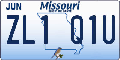 MO license plate ZL1Q1U