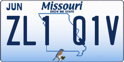 MO license plate ZL1Q1V