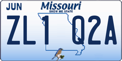 MO license plate ZL1Q2A