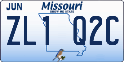 MO license plate ZL1Q2C
