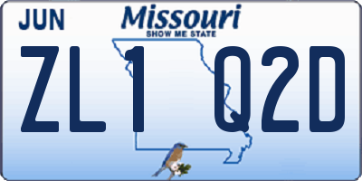 MO license plate ZL1Q2D