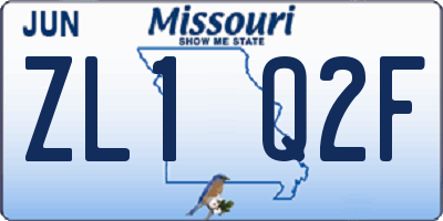 MO license plate ZL1Q2F