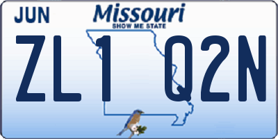 MO license plate ZL1Q2N