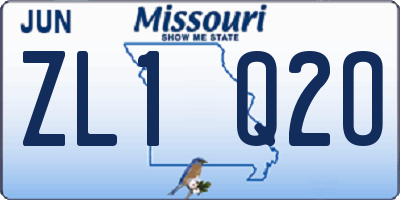 MO license plate ZL1Q2O