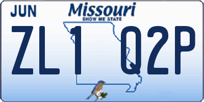 MO license plate ZL1Q2P