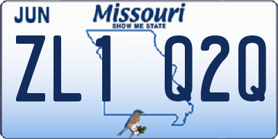 MO license plate ZL1Q2Q