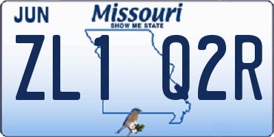 MO license plate ZL1Q2R