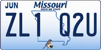 MO license plate ZL1Q2U