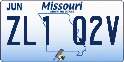 MO license plate ZL1Q2V
