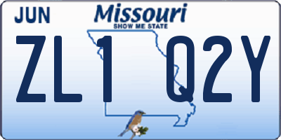 MO license plate ZL1Q2Y