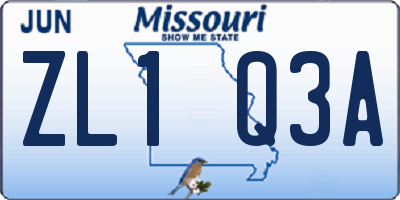 MO license plate ZL1Q3A