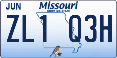 MO license plate ZL1Q3H