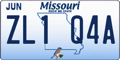 MO license plate ZL1Q4A