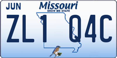 MO license plate ZL1Q4C