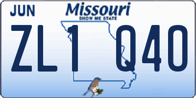 MO license plate ZL1Q4O