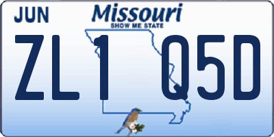 MO license plate ZL1Q5D