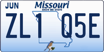 MO license plate ZL1Q5E