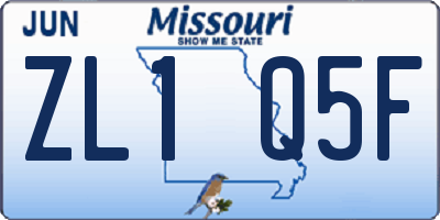 MO license plate ZL1Q5F