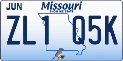 MO license plate ZL1Q5K