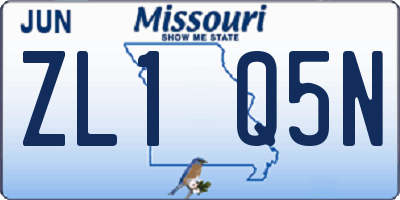 MO license plate ZL1Q5N