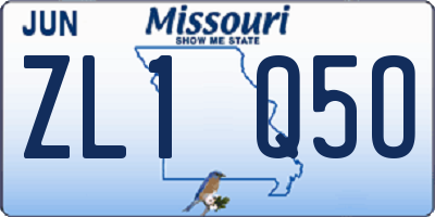 MO license plate ZL1Q5O