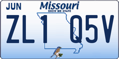 MO license plate ZL1Q5V