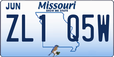 MO license plate ZL1Q5W